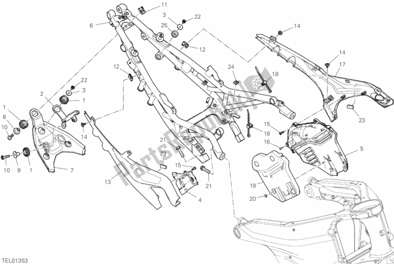 All parts for the Rear Frame Comp. Of the Ducati Streetfighter V4 USA 1103 2020